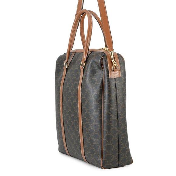 CELINE Triomphe Vertical Travel Bag PVC/Leather Black/Tan 194822 - Picture 2 of 16